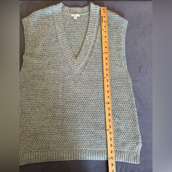 J Jill Womens Blue Cable Knit Sweater Vest SZ SM V Neck Slit Hem Layering Preppy - Picture 8 of 8